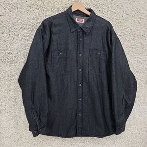 WRANGLER Men's XL Black Shacket - Cotton Ext. & Vegan Poly. Sherpa Lined